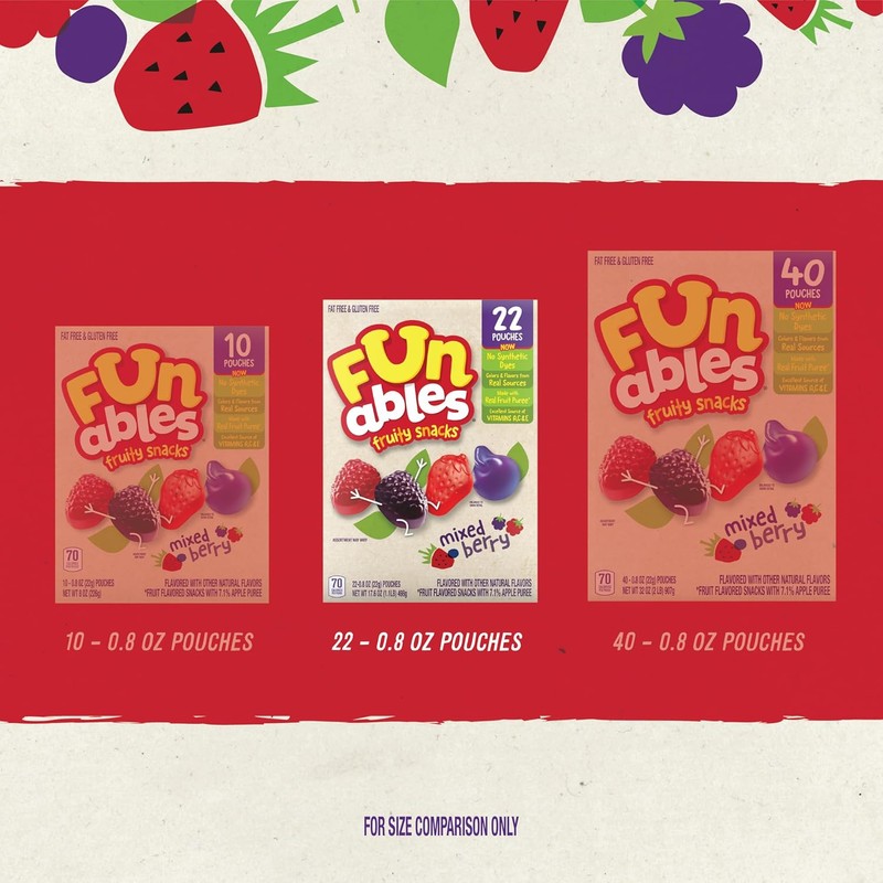 Funables Fruity Snacks, Mixed Berry Flavored Snacks, 0.8 oz 22