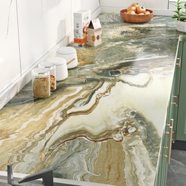 Livelynine 15.8x394 Marble Wall Paper Kitchen Countertop Contact Paper Blue Granite Counter Peel and Stick Waterproof Counter Covers Marble Vinyl Wrap for Countertops Sticky Dresser Cover Top Floor