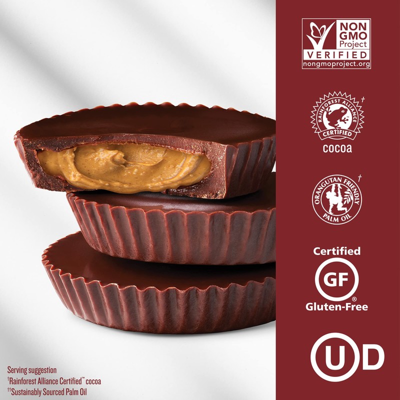 JUSTIN'S Organic Dark Chocolate Peanut Butter Cups, 12 Pack (2