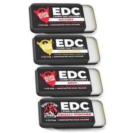 Beard Octane: 4 Pack Men's Solid Colognes - Concentrated, Travel Friendly Colognes in Assorted Scents EDC - Oud, Teakwood, Bergamot & Fresh Air - Made In USA