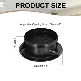 PATIKIL 6 Inch Round Air Vent Cover, Soffit Vents ABS Ceiling Vent Covers Air Vent Louver for Bathroom Kitchen Living Room Greenhouse Ventilation System, Black