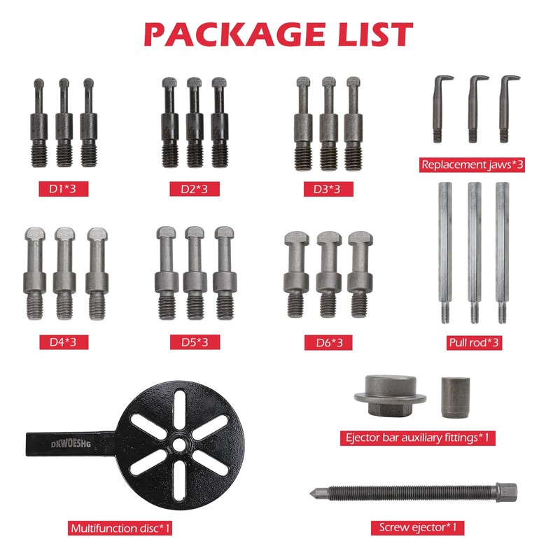 DKwoeshg Bearing Puller Kit, Inner Hole 3-Jaw Puller with Curved