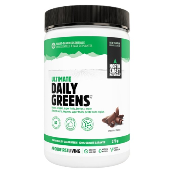 North Coast Naturals Ultimate Daily Greens Powder (Two New Flavours!), Chocolate (270g Only) / 270g