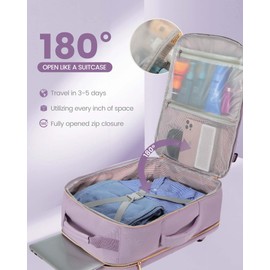 LOVEVOOK Travel Backpack Women, Flight Approved Carry On with 17.3inch Laptop Compartment, Personal Item with 3 Packing Cubes, Perfect for College, Hiking, Overnight - Light purple