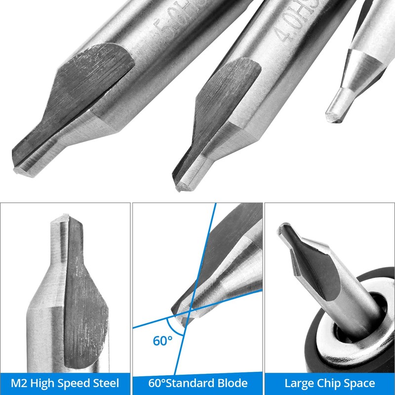 QWORK® 7-Piece Centre Drill Bit 1/1.5/2/2.5/3/4/5 mm, 60 Degree Lathe