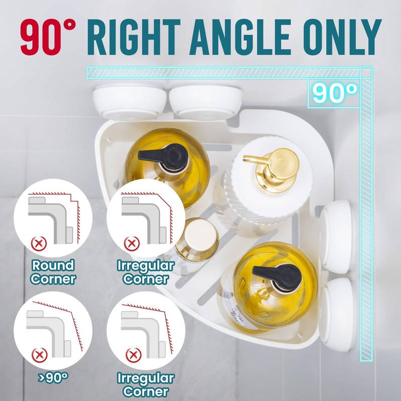 TAILI Shower Shelf Suction Cup Shower Shelf No Drilling Corner