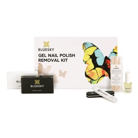 Bluesky Gel Nail Polish Remove & Revive Kit, Acetone Nail Polish Remover Set for UV LED Gel Nails, 20 Wraps, 20 Wipes, 10 Wooden Nail Cuticle Stick, 5 ml, Nail File & Nail Buffer, 150 g