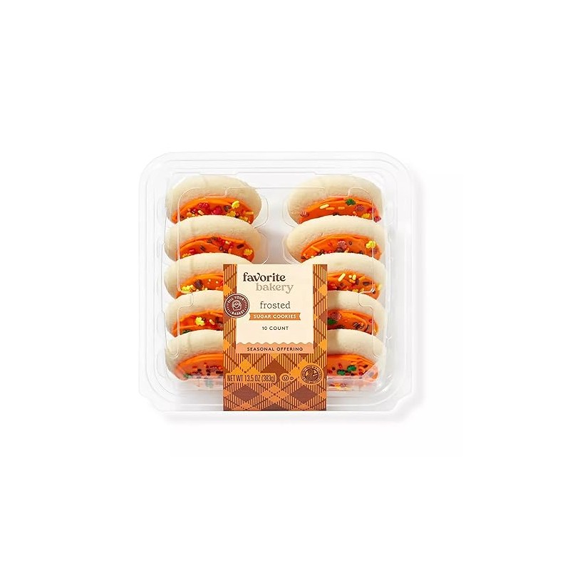 Frosted Sugar Cookies (Orange) - 13.5oz/10ct - FrostyDelights (Pack of