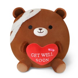 TOYSYM Get Well Soon Bear Plush, Cute Brown Bear Stuffed Animal, Soft Feel Better Gifts for Kids Women Men