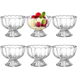 Lawei 6 Pack Glass Dessert Bowls - 4 Oz Glass Ice Cream Cups Mini Trifle Footed Dessert Bowls for Dessert, Sundae, Ice Cream, Salad, Cocktail, Condiment, Trifle