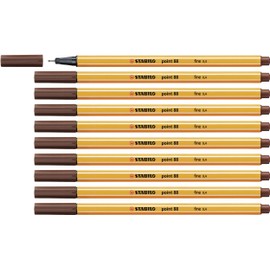 STABILO Point 88 Fineliner Pen,Brown,Pack of 10