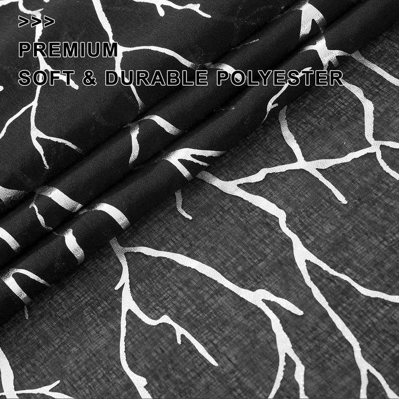 FINECITY Curtains, 2 Pair Black Silver Sheer, 52 x 84