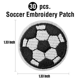TACVEL 30 Pieces Soccer Ball Iron on Patch, Embroidered Sew On/Iron on Patch Applique for Clothes, Dress, Hat, Jeans, DIY Accessories (1.33 Inch)