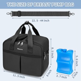 Mancro Portable Wearable Breast Pump Bag Compatible with Momcozy M9/S12 Pro and Medela Pump in Style,Breast Milk Cooler Travel Bag with Ice Pack Fit 4 Baby Bottles for Nursing Mom Daycare, Black
