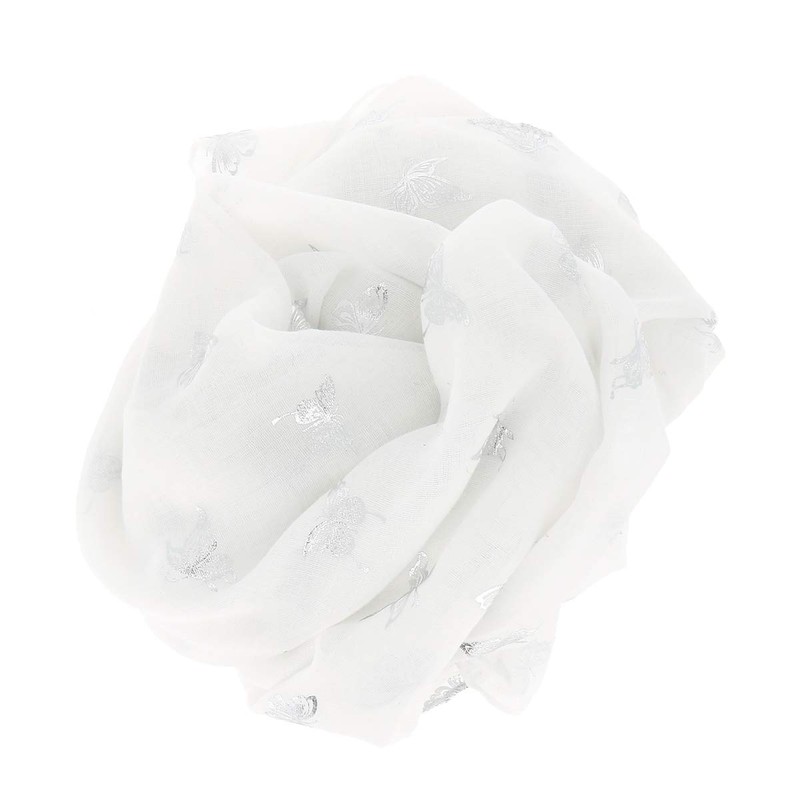 moonbow Silver Butterfly Pattern Women's Scarf 30% Cotton 70% Viscose