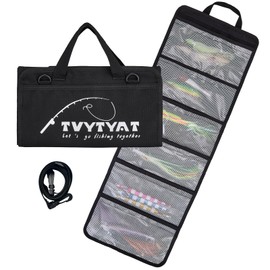 TVYTYAT Lure Bag - 6 Pocket Waterproof Large Capacity PVC Heavy Duty Fishing Bag, Handheld and Crossbody Dual Mode Self-adhesive Closure for Trolling Saltwater Skirt Lures Soft Baits