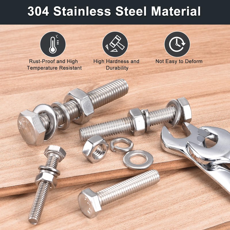 sourcing map M8 x 45mm Hex Head Screws Bolts, Nuts,