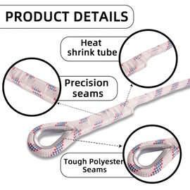 Dellna Outdoor Static Climbing Rope for Adults - High Strength Rope for Rock Climbing, Tree Climbing, Hiking, Arborist, Rescue & Camping - White(10m/32ft, 20m/64ft, 30m/96ft)