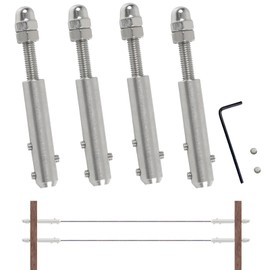 STFALI Set of 4 Rope Tensioners, Rope Tensioners, Stainless Steel, Wire Rope Tensioner for Wire Rope 4 mm, Wire Rope Clamp 4 mm Tension Terminal for Attaching Tensioning Wire Ropes