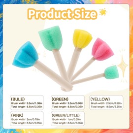 20 Pcs Foam Brush Sponge Brush Round Sponges Brushes Set Yellow Washable Foam Paint Brushes with Wooden Handle Suitable for Arts and Crafts DIY Painting(5 Sizes)