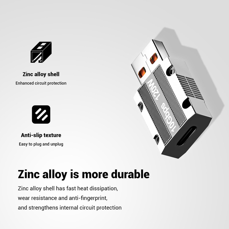 YIMATEECO 120 W Lightning Adapter USB-A to Type-C Adapter Grey
