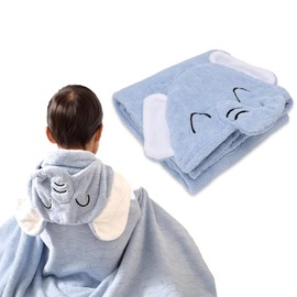 Gugxiom Hooded Baby Towel, Ultra Soft & Absorbent Baby Bath Towel, 32" x 53" Large Cute Hooded Towel Kids, for Infant and Toddler, Baby Towel Gifts (Blue Elephant)