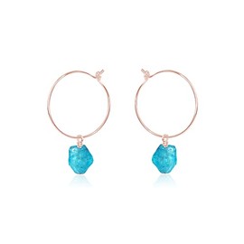Apatite Raw Nugget Hoop Earrings in 14k Rose Gold Fill