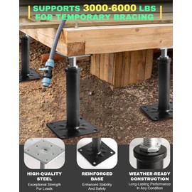 4 Pack House Floor Jacks, Adjustable Jack Post for Leveling, 13"-16" Height Telescoping Screw Jacks, Heavy Duty Support for Basement, Floor Joist, Beam & Foundation Repair, Temporary Support,Black