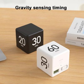 Cube Timer, Cooking Countdown, 2-Level Volume Reminder Mini Kitchen Alarm Clock, Time Management Timer for Kitchen, Yoga & Office (Black)