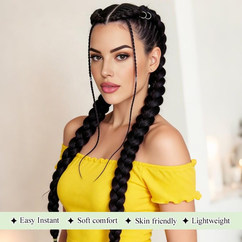 2 Pack Braid Ponytail Extension With Elastic Tie 26 Inch