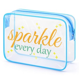 Inspirational Quote Gift Clear Makeup Bag Birthday Gifts for Friends Women Girls Sparkle Every Day Cosmetic Bag Christmas Graduation Gifts for Daughter Sister Motivational Gift Travel Toiletry Bag