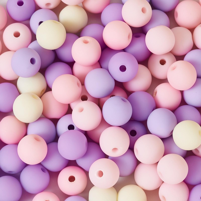 PandaHall 190pcs Matte Acrylic Beads 8mm Purple Round Loose Beads