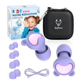 Kids Ear Plugs (6-12 Years) with Cord, Kids Ear Protection Reusable Noise Relief Earplugs for Focus, Travel, Concert, Socializing, Events, Sleep, Anxiety, Home, School, Playtime -26dB Noise Reduction