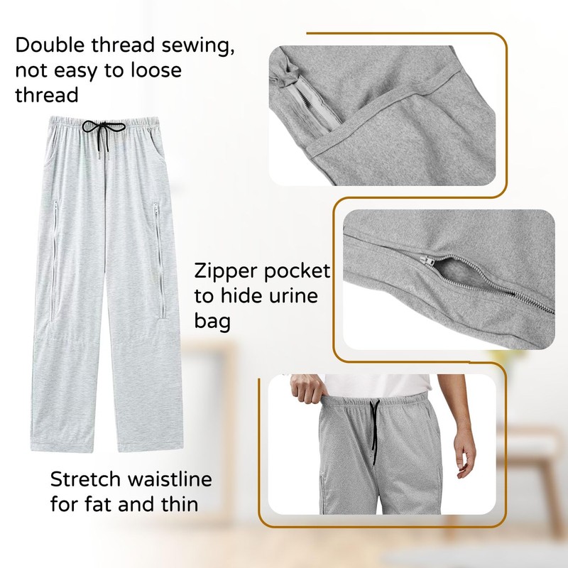 Lmaray Catheter Pants for Men/Women, Holds (2) 2000ml Leg Bags,