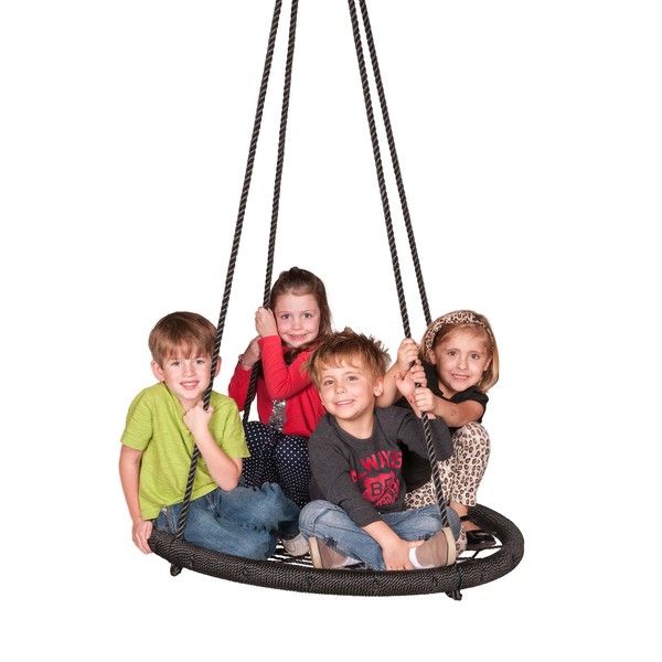 M & M Sales Enterprises MM00124Web Riderz Outdoor Swing N' Spin- Safety Rated to 600 lb, 39 inch Diameter, Adjustable Hanging Ropes, Ready to Hang and Enjoy as a Family, Black