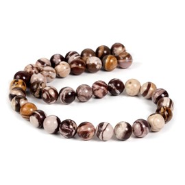 BEADNOVA 6mm Natural Australian Zebra Jasper Gemstone Round Loose Beads for Jewelry Making (63-65pcs)