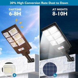 VUAA 2 Pack Solar Street Lights Outdoor Waterproof, 6500K 10000LM LED Solar Lights for Outside Dusk to Dawn, Outdoor Flood Lighting with Motion Sensor and Remote Control for Parking Lot, Garage