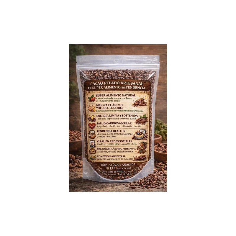 Granos De Caco Pelado Artesanalmente 250g