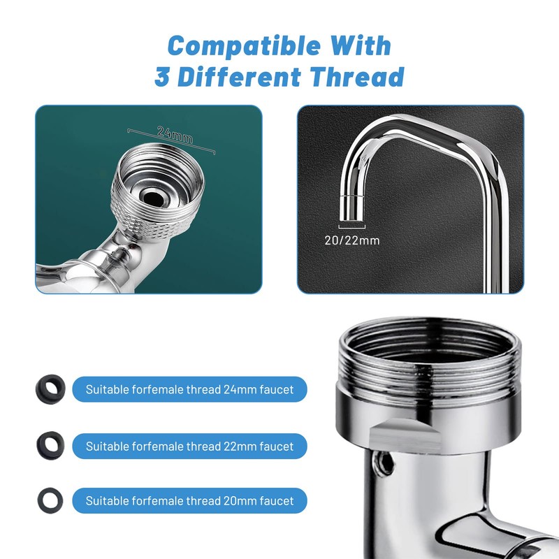 1440° Rotating Multifunctional Extension Tap, Tap Extension Attachment with 2-Way