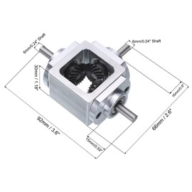 sourcing map Gear Box 90 Degree Right Angle Bevel Gearbox 1:1 Reversing Double Output Shaft 1 Module 20 Teeth Bevel Gear Aluminum Frame Simple Mechanical DIY Module with 6mm Shaft