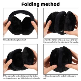 Hanaoops Winter Ear Warmers Women's Adjustable Ear Covers Plush Cold Protection Winter Accessories Riding Warm Windproof Earmuffs Ear Protection Winter Accessories for Men Women Children, black