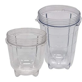Replacement 16oz tall cup and 12oz short cups set for Magic bullet,MB1001/MB 1001B/MBR-1701 /MBR-1702 /MBR-1101 /MB-BX1770-02/MBR-030 Fits Original Magic Bullet Blender Juicer,e(1tall cup+1 short cup)