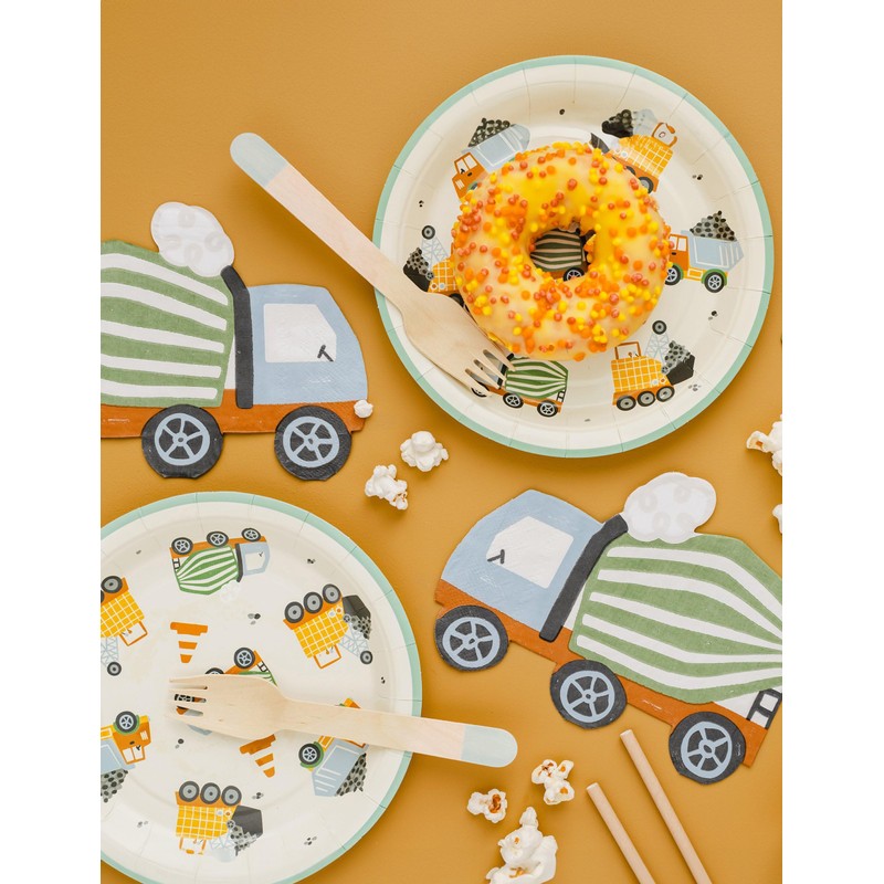 PartyDeco 20 Napkins Construction Site Concrete Mixer