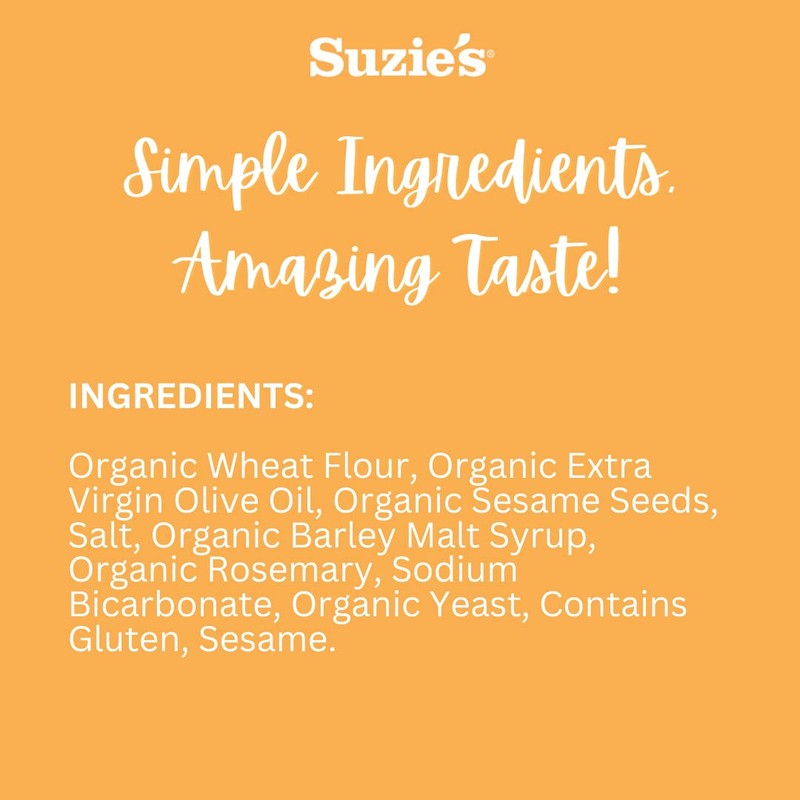 Suzie's Organic Saltines Crackers, Rosemary Sesame, Healthy Gourmet Baked Snack