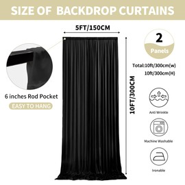 10x10ft Backdrop Curtains for Parties, 2 Panels 5x10ft Photography Backdrop Curtain with Rod Pocket,Backdrop Polyester Background Drapes,Wedding Backdrop Drapes for Birthday Baby Shower Home Decor