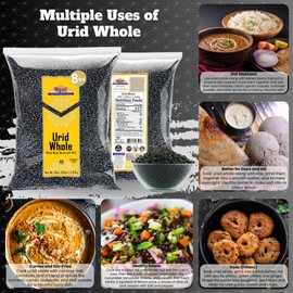 Rani Urid/Urad Whole Black (Matpe Beans with Skin) Indian Lentils 128oz (8lbs) 3.63kg Bulk ~ All Natural | Gluten Friendly | Non-GMO | Kosher | Vegan | Indian Origin
