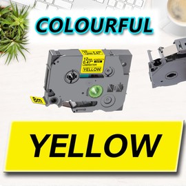 Acmerota Tze-631 Label Tape Replaces Brother 12 mm x 8 m Black on Yellow Tze-631 Tze631 TZ-631 Laminated Label Tape for Brother P-touch PT-P700 PT-P750W PT-1000 PT-1010 PT-1090 PT-1230 PT-1250, Pack
