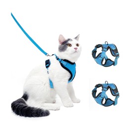 Luxelle 2 Pack Escape-Proof Cat Harness and Leash Set for Walking – Adjustable No Pull Soft Vest with Easy-Wear Buckle, Reflective Straps, Breathable Mesh – Outdoor Travel Harness for Cats & Kittens