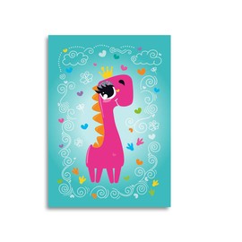 Junaversum Poster for Children's Room, Dinosaur, Numbers, Letters, ABC, Girls for Baby Room, Wall Pictures, A4 Animals, Learning Poster, Wall Poster (Set of 4)