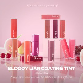 lilybyred Bloody Liar Coating Tint | Korean Glossy Lip Stain, Vivid & Juicy Color, Syrupy Shine, Moisturizing, Long-Lasting & Smudge-Proof, Non-Sticky, Lightweight, 0.14 oz. (14 Bitter Podo)